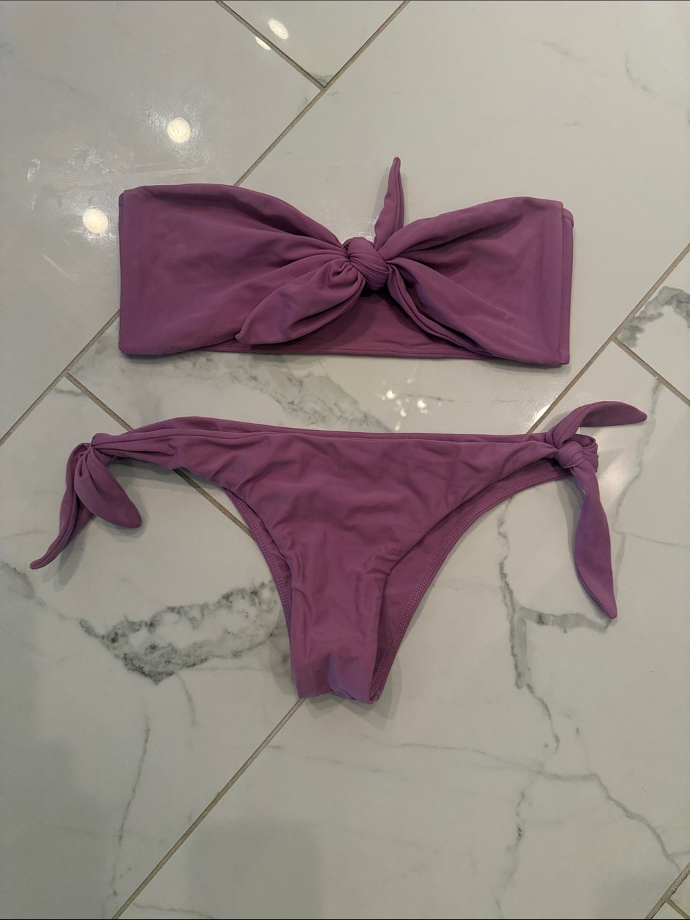 Mikoh Mauve/lavender Tie Bandeau Bikini Set